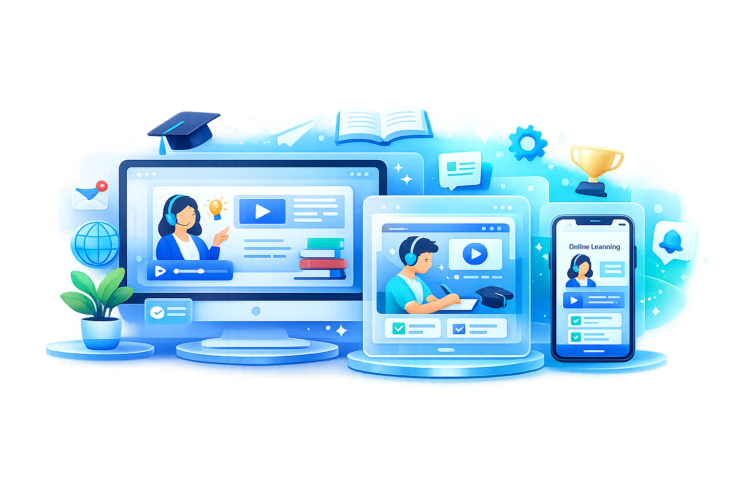 Ilustrasi Belajar Online